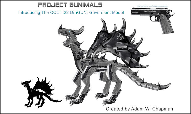 A dragon made from guns