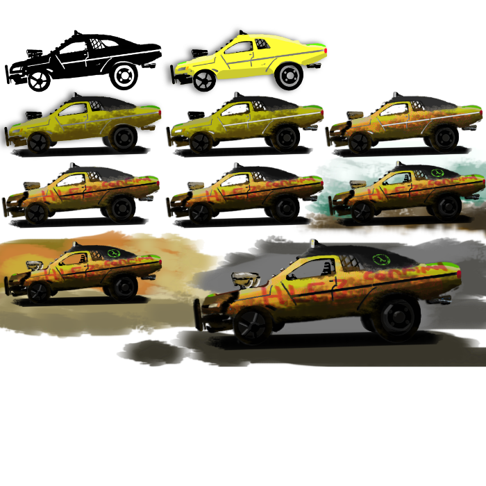 Apocalyps car development - from silhouette to final image